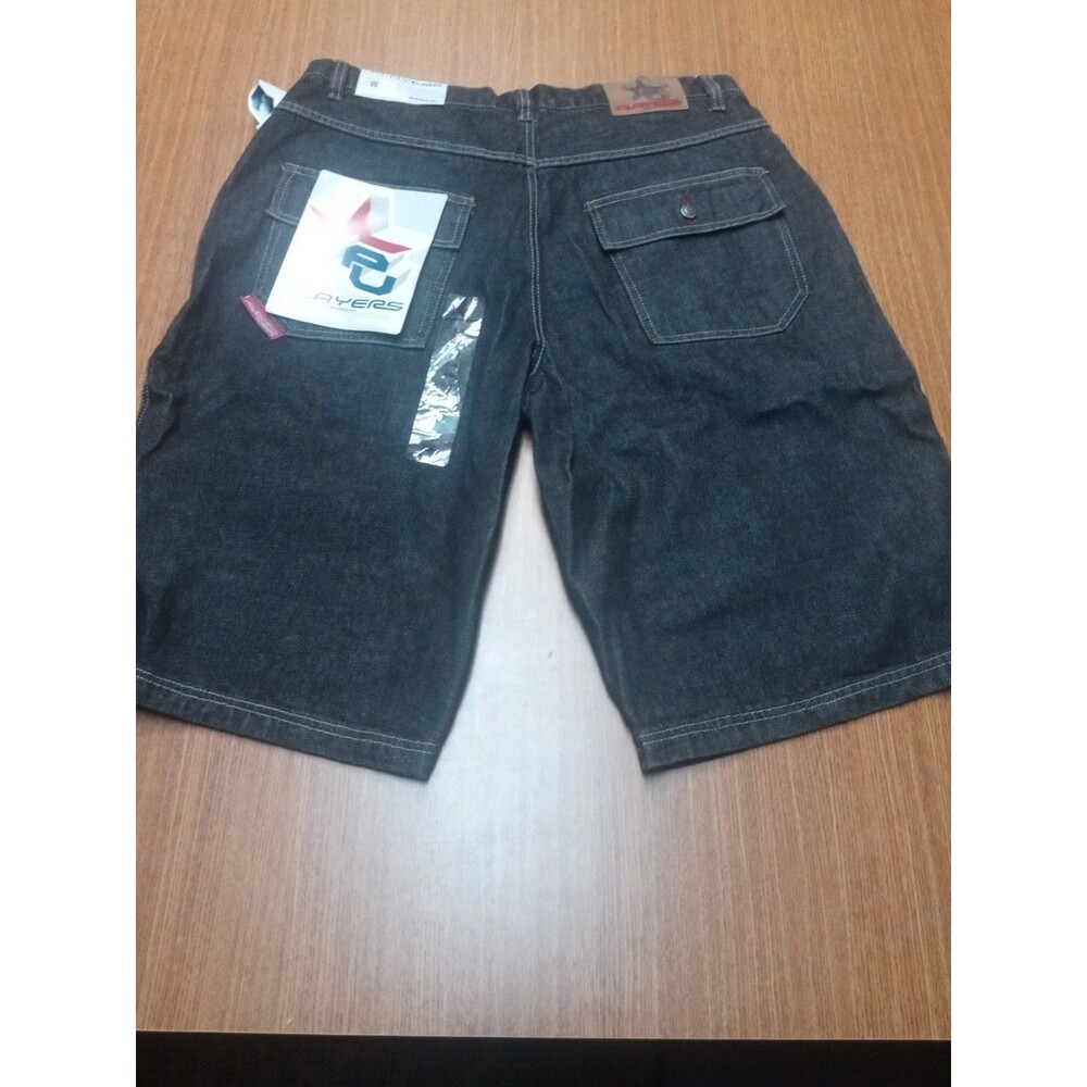 Vintage New Players University Men's Size 38 Black Denim Jeans Shorts